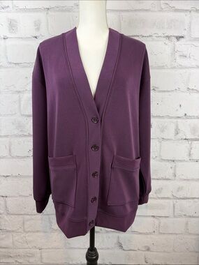 7 Diamonds REV Long Sleeve Button Down Cardigan Midnight Plum